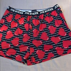 NWT Joe Boxer Black and Red Heart Pattern Boxers